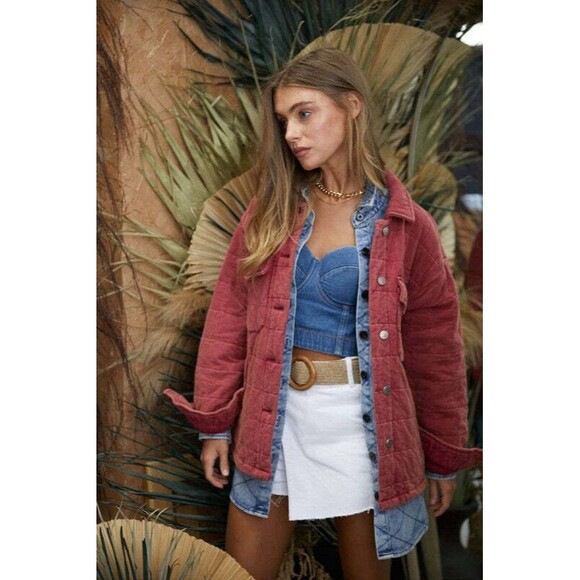 NFS Davi & Dani Mineral Wash Quilted Pockets Shacket - Picture 8 of 10